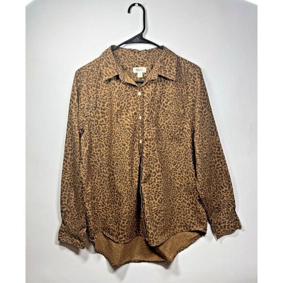 Style&Co. Collection Women's Leopard Print Poplin Button Down Long Sleeve Top PL - Picture 5 of 7